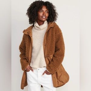 Old Navy Hooded Sherpa Quilted Hybrid Coat